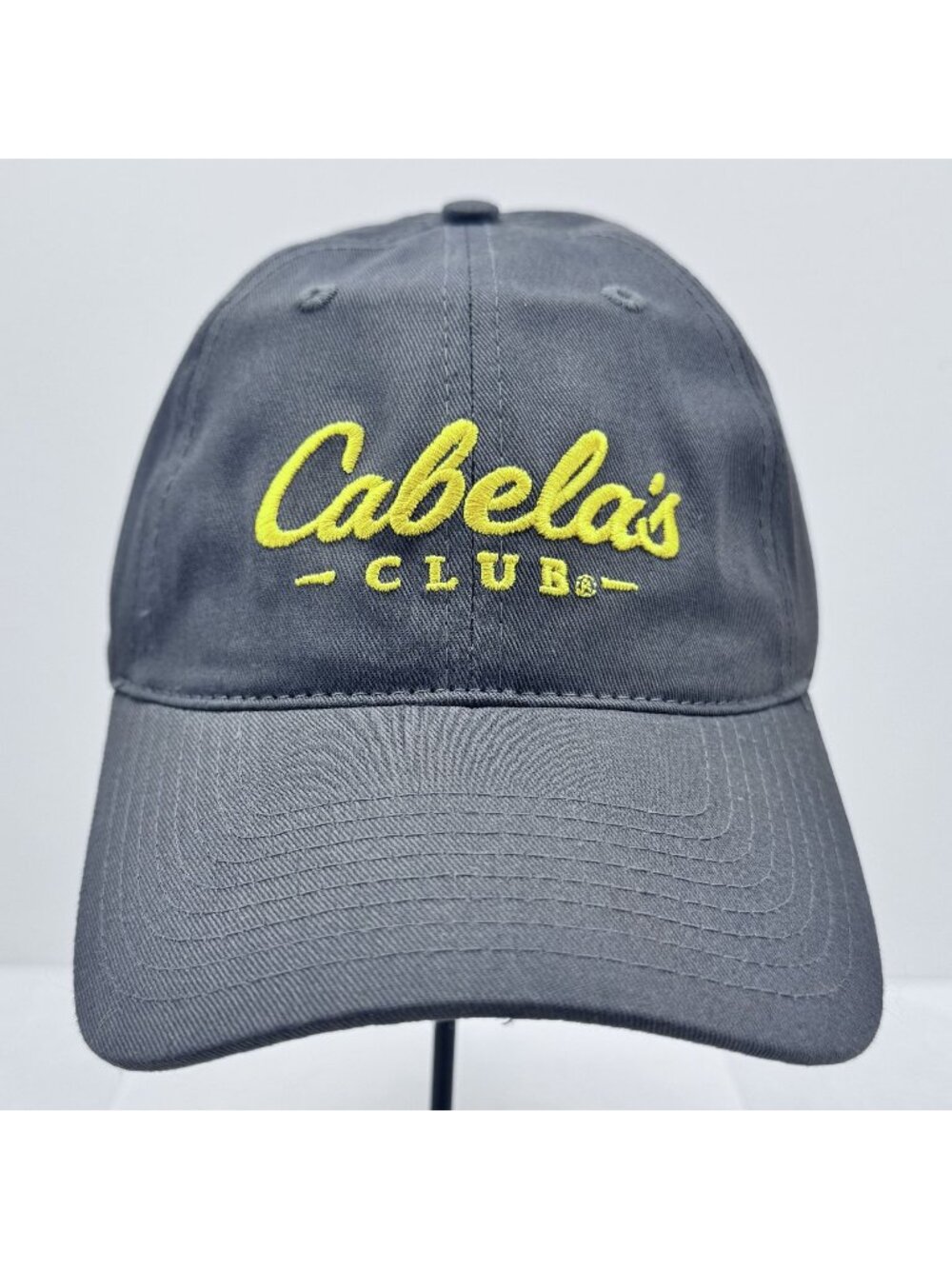 Cabelas Club Gray Baseball Cap Adjustable Strapback Hat Embroidered Logo NEW